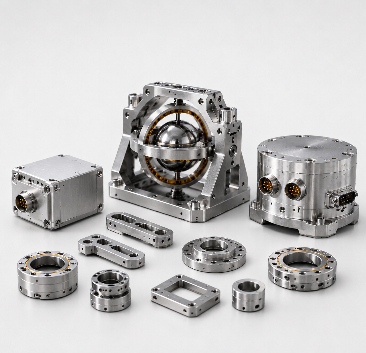 Precision inertial navigation and reference components for aerospace systems made with advanced amorphous alloy materials