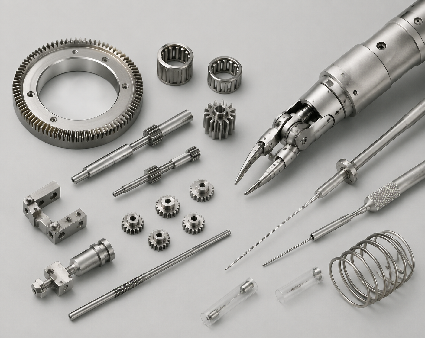 Amorphous alloy micro gears and precision components for surgical power systems and robots