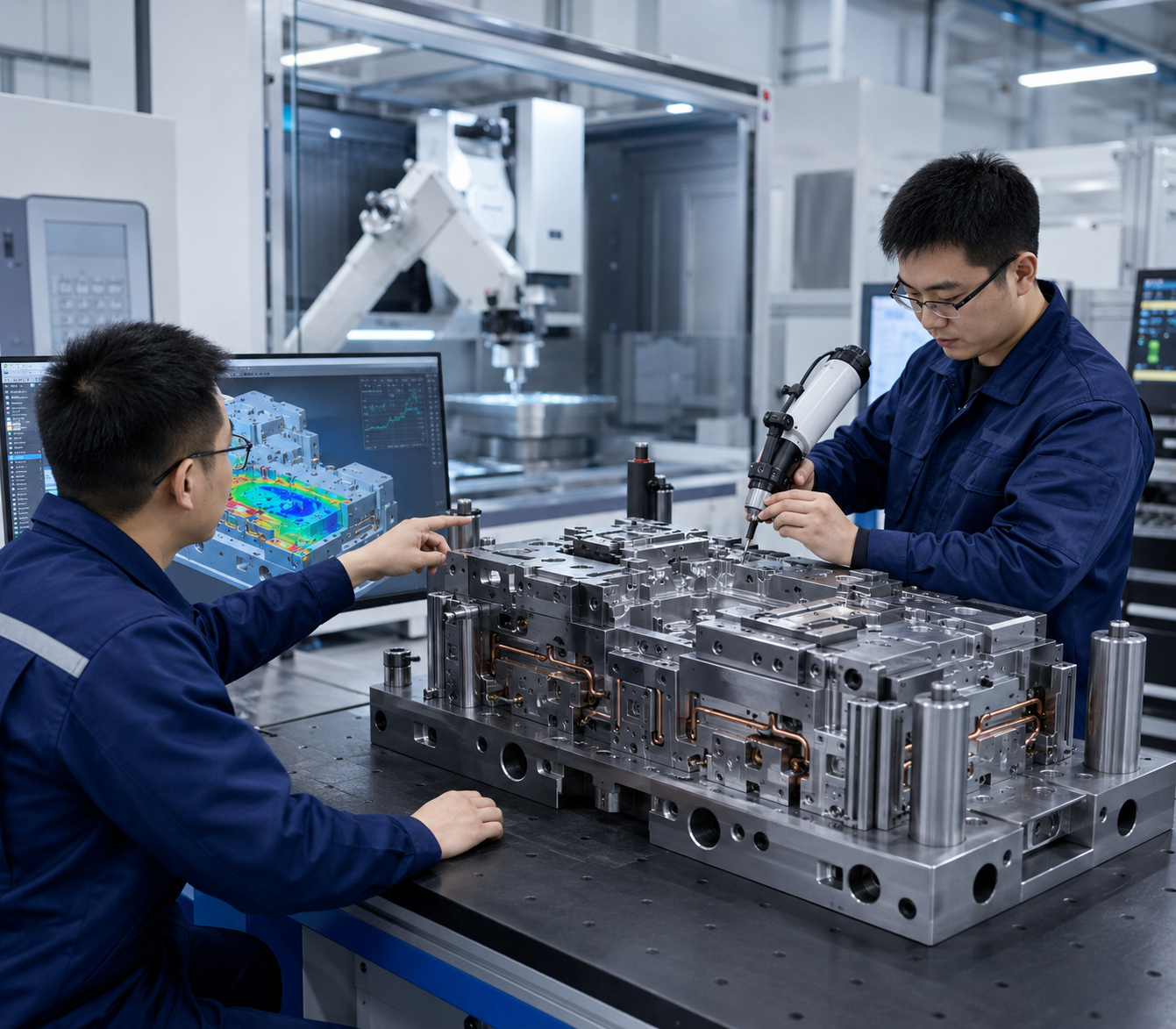 Automated precision mold production and thermal monitoring environment